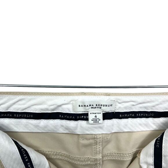Banana Republic Pants Martin Crop Chino Stretch Slit Ankle Hem Beige Women Sz 4 - Picture 4 of 6